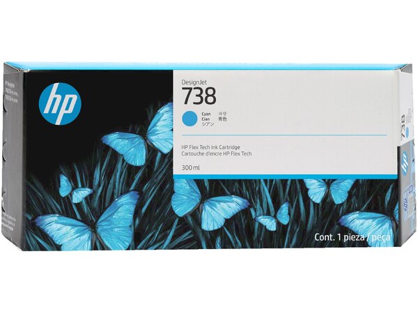 HP 738 300 Mil Cyan DesignJet Ink Cartridge