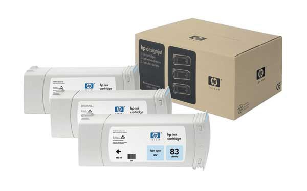HP 83 Light Cyan UV 3-Ink Multipack