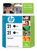 HP 21 Black Ink Cartridge 2 Pack