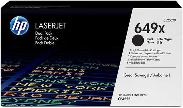 HP 649X Black Print Cartridge 2 Pack (CE260XD)